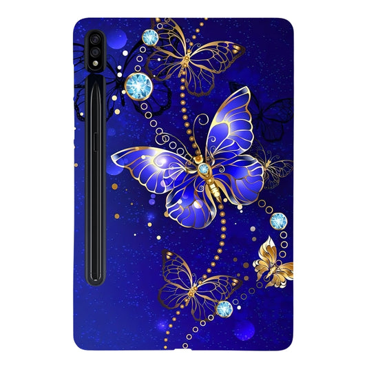 For Samsung Galaxy Tab S7 / S8 Color Painting Pattern Smart Tablet TPU Case(Blue Butterfly) by buy2fix