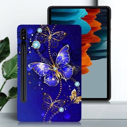 For Samsung Galaxy Tab S7 / S8 Color Painting Pattern Smart Tablet TPU Case(Blue Butterfly) by buy2fix