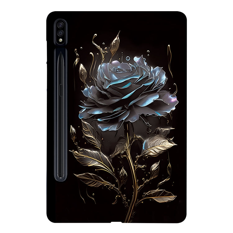 For Samsung Galaxy Tab S7 / S8 Color Painting Pattern Smart Tablet TPU Case(Black Rose) - Galaxy Tab S7 by buy2fix | Online Shopping UK | buy2fix