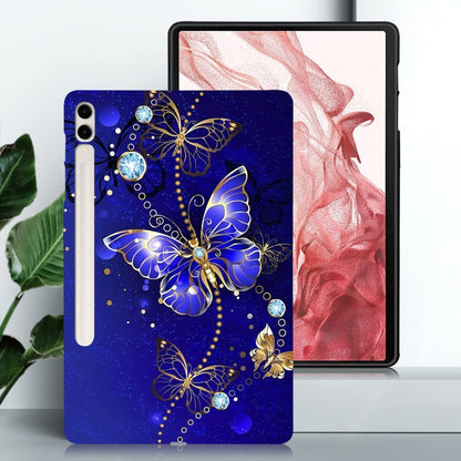 For Samsung Galaxy Tab S7+ / S8+ Color Painting Pattern Smart Tablet TPU Case(Blue Butterfly) by buy2fix