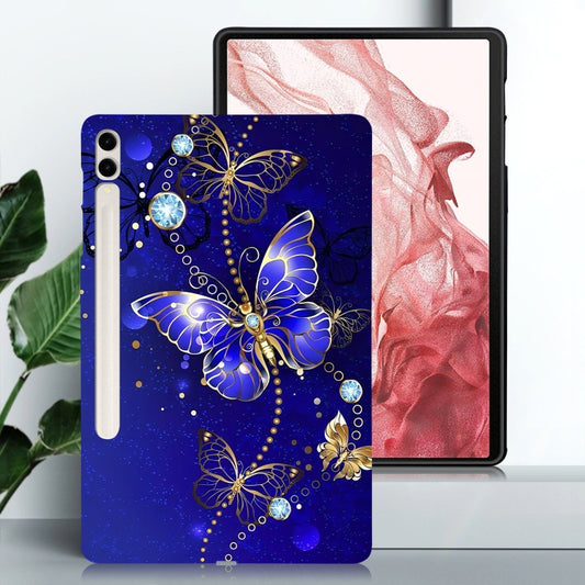For Samsung Galaxy Tab S7+ / S8+ Color Painting Pattern Smart Tablet TPU Case(Blue Butterfly) by buy2fix