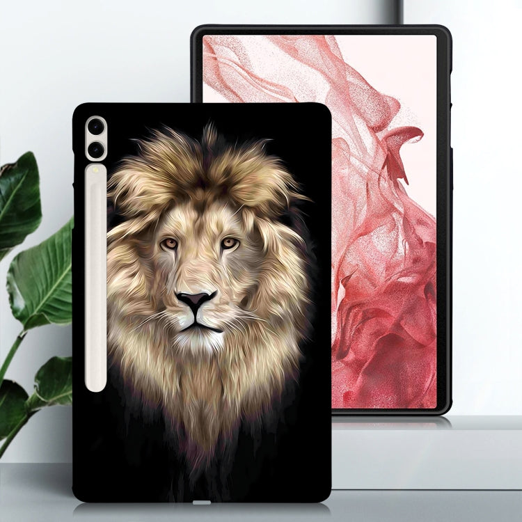 For Samsung Galaxy Tab S7+ / S8+ Color Painting Pattern Smart Tablet TPU Case(Lion) - Tab S7+ T970 / T976B by buy2fix | Online Shopping UK | buy2fix