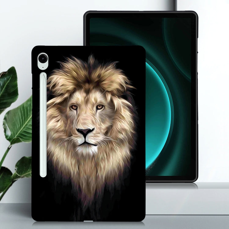 For Samsung Galaxy Tab S9 / S9 FE Color Painting Pattern Smart Tablet TPU Case(Lion) by buy2fix