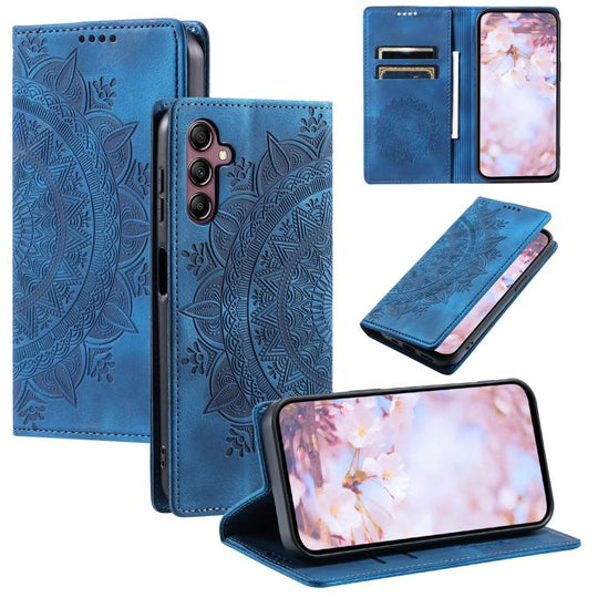 For Samsung Galaxy A57 5G Totem Embossed Magnetic Leather Phone Case(Blue)