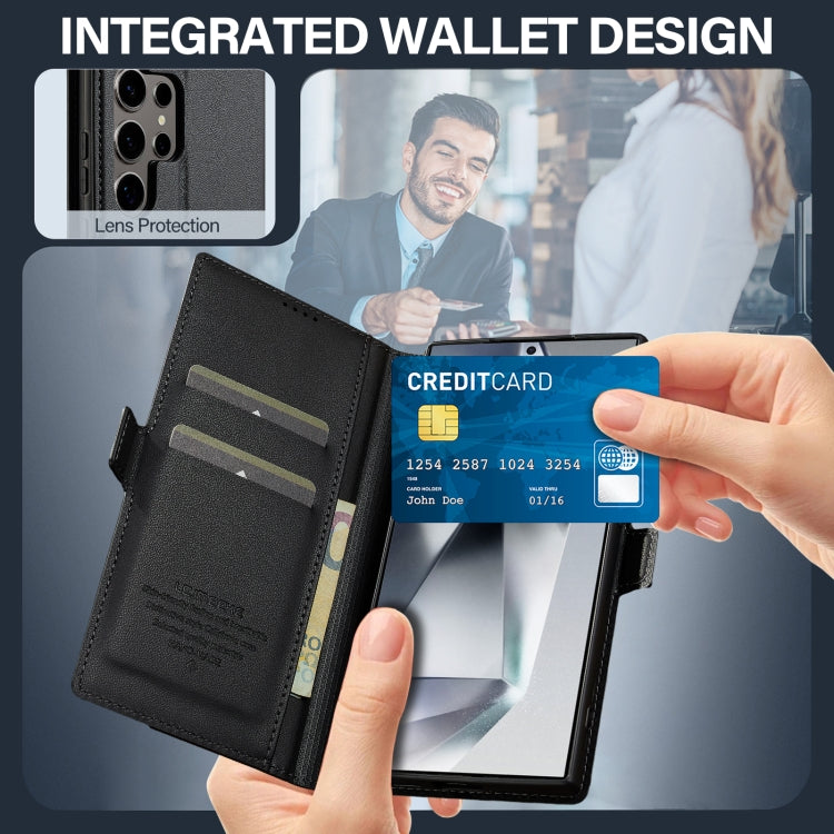 For Samsung Galaxy S25 Ultra 5G LC.IMEEKE L1 Series Frosted Fine Texture PU Phone Case(Black) by LC.IMEEKE