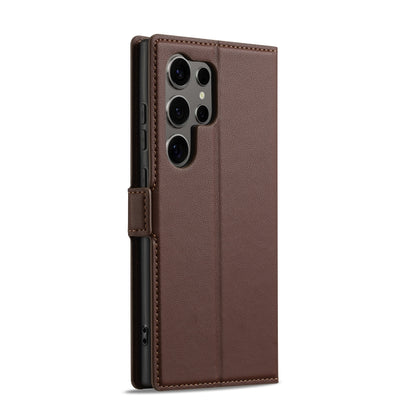 For Samsung Galaxy S25 Ultra 5G LC.IMEEKE L1 Series Frosted Fine Texture PU Phone Case(Brown) - Galaxy S25 Ultra 5G Cases by LC.IMEEKE | Online Shopping UK | buy2fix
