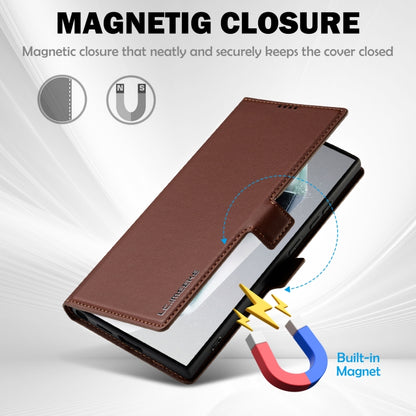 For Samsung Galaxy S25 Ultra 5G LC.IMEEKE L1 Series Frosted Fine Texture PU Phone Case(Brown) - Galaxy S25 Ultra 5G Cases by LC.IMEEKE | Online Shopping UK | buy2fix