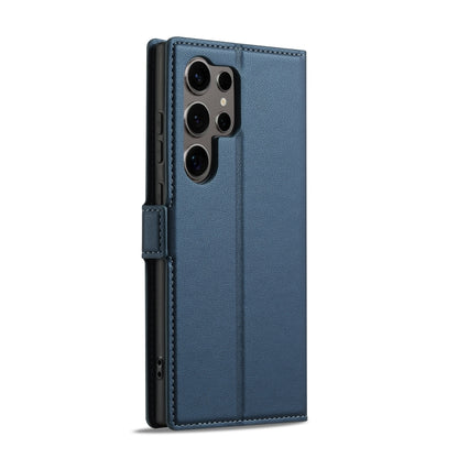 For Samsung Galaxy S25 Ultra 5G LC.IMEEKE L1 Series Frosted Fine Texture PU Phone Case(Blue) - Galaxy S25 Ultra 5G Cases by LC.IMEEKE | Online Shopping UK | buy2fix