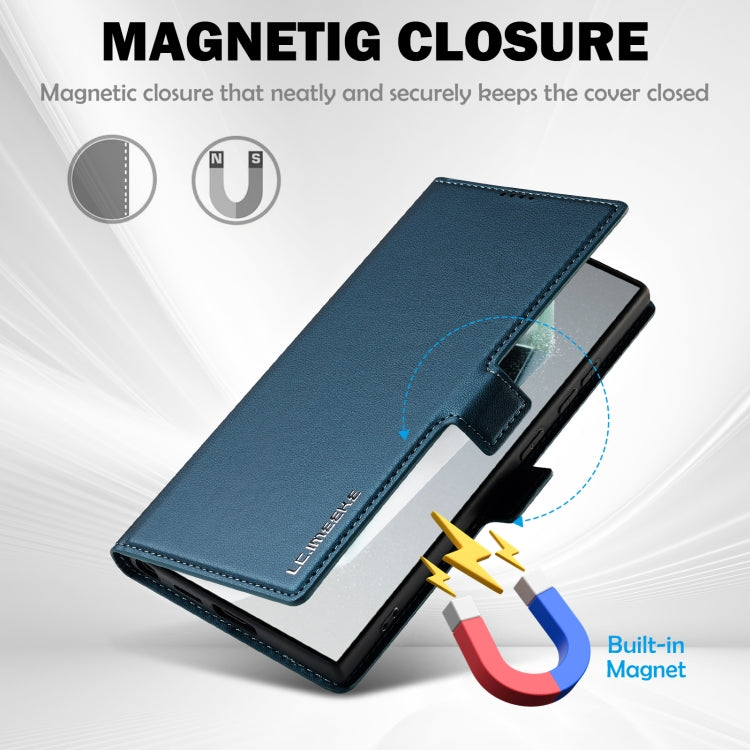 For Samsung Galaxy S25 Ultra 5G LC.IMEEKE L1 Series Frosted Fine Texture PU Phone Case(Blue) - Galaxy S25 Ultra 5G Cases by LC.IMEEKE | Online Shopping UK | buy2fix