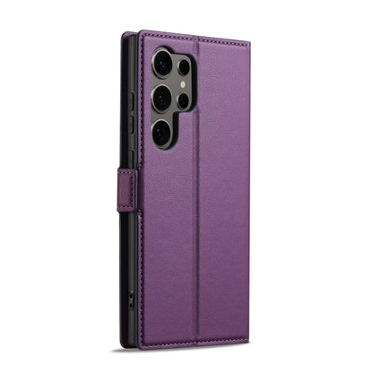 For Samsung Galaxy S25 Ultra 5G LC.IMEEKE L1 Series Frosted Fine Texture PU Phone Case(Purple) - Galaxy S25 Ultra 5G Cases by LC.IMEEKE | Online Shopping UK | buy2fix