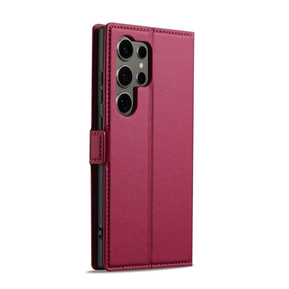 For Samsung Galaxy S25 Ultra 5G LC.IMEEKE L1 Series Frosted Fine Texture PU Phone Case(Red) - Galaxy S25 Ultra 5G Cases by LC.IMEEKE | Online Shopping UK | buy2fix