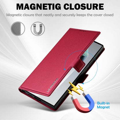 For Samsung Galaxy S25 Ultra 5G LC.IMEEKE L1 Series Frosted Fine Texture PU Phone Case(Red) - Galaxy S25 Ultra 5G Cases by LC.IMEEKE | Online Shopping UK | buy2fix