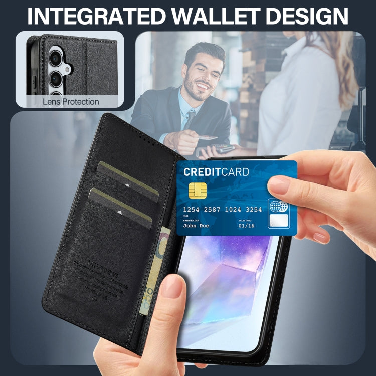 For Samsung Galaxy S25+ 5G LC.IMEEKE L1 Series Frosted Fine Texture PU Phone Case(Black) - Galaxy S25+ 5G Cases by LC.IMEEKE | Online Shopping UK | buy2fix