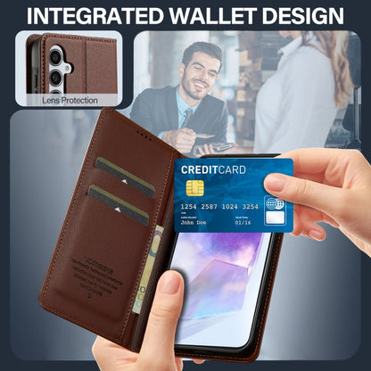 For Samsung Galaxy S25+ 5G LC.IMEEKE L1 Series Frosted Fine Texture PU Phone Case(Brown) - Galaxy S25+ 5G Cases by LC.IMEEKE | Online Shopping UK | buy2fix