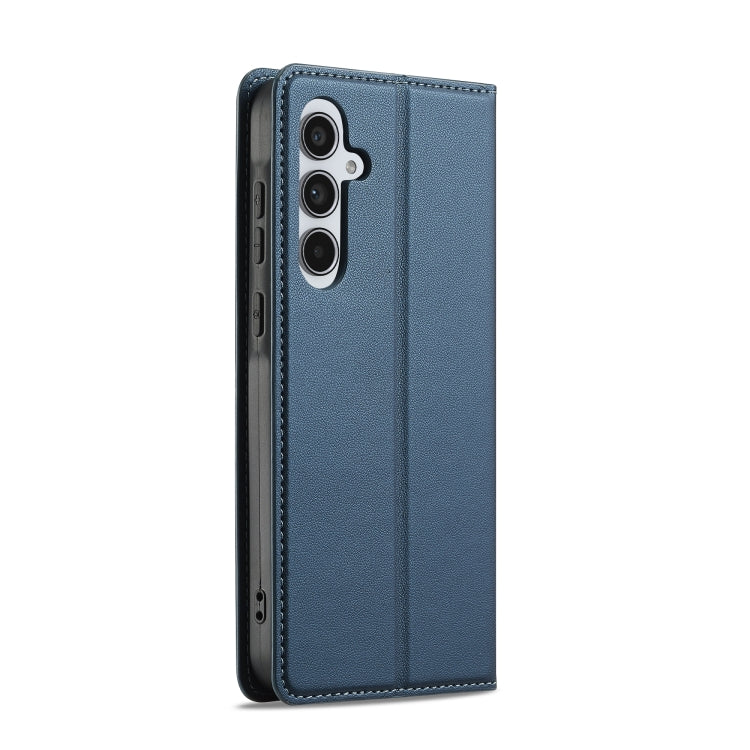 For Samsung Galaxy S25+ 5G LC.IMEEKE L1 Series Frosted Fine Texture PU Phone Case(Blue) - Galaxy S25+ 5G Cases by LC.IMEEKE | Online Shopping UK | buy2fix