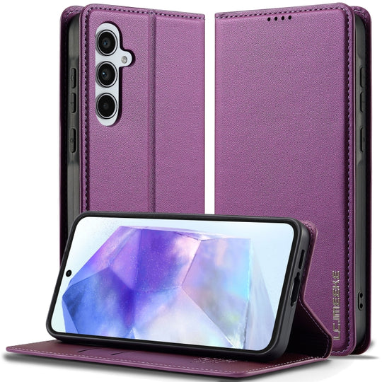 For Samsung Galaxy S25+ 5G LC.IMEEKE L1 Series Frosted Fine Texture PU Phone Case(Purple)
