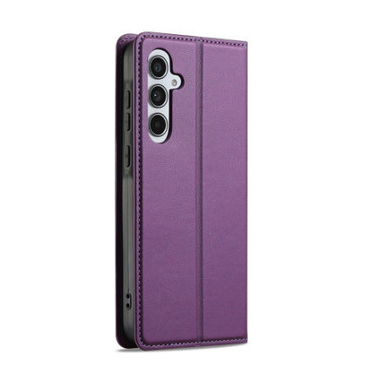 For Samsung Galaxy S25+ 5G LC.IMEEKE L1 Series Frosted Fine Texture PU Phone Case(Purple) - Galaxy S25+ 5G Cases by LC.IMEEKE | Online Shopping UK | buy2fix