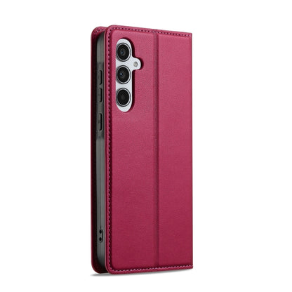 For Samsung Galaxy S25+ 5G LC.IMEEKE L1 Series Frosted Fine Texture PU Phone Case(Red) - Galaxy S25+ 5G Cases by LC.IMEEKE | Online Shopping UK | buy2fix