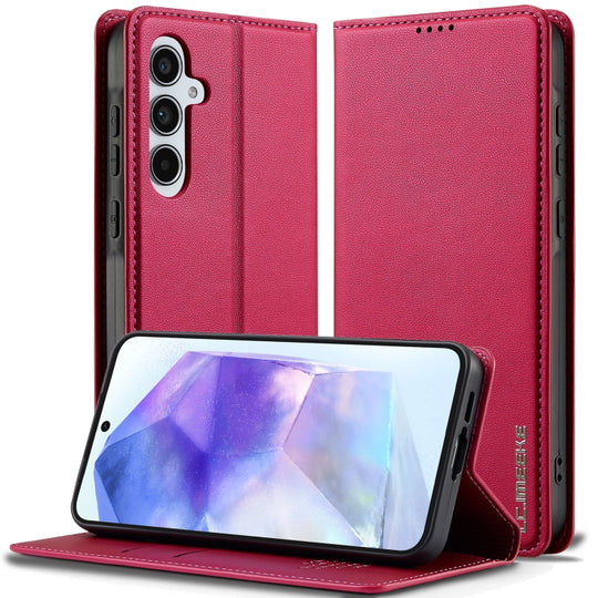 For Samsung Galaxy S25 5G LC.IMEEKE L1 Series Frosted Fine Texture PU Phone Case(Red)