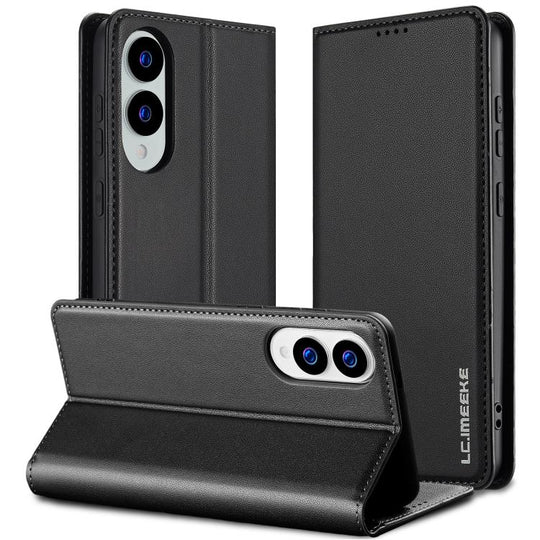 For Samsung Galaxy S25 Edge 5G LC.IMEEKE L1 Series Frosted Fine Texture PU Phone Case(Black)
