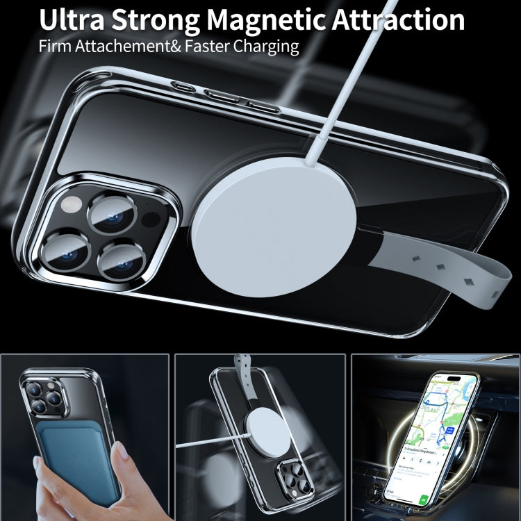 For iPhone 13 Pro Max Holder Hand Strap MagSafe Transparent Phone Case(Sierra Blue + Grey Strap) - iPhone 13 Pro Max Cases by buy2fix | Online Shopping UK | buy2fix