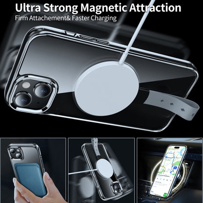 For iPhone 15 Holder Hand Strap MagSafe Transparent Phone Case(Transparent Black + Grey Strap) - iPhone 15 Cases by buy2fix | Online Shopping UK | buy2fix