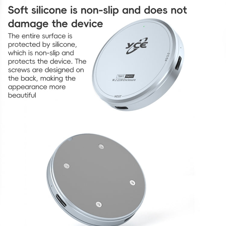 YCE-V195C USB-C / Type-C to M.2 NVMe + PD 3.0 Magnetic Hard Drive Enclosure(Grey) by buy2fix