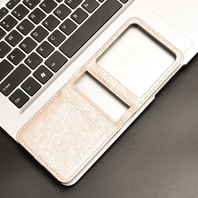 For Motorola Razr 50 Honeycomb Dot Texture Card Slot Leather Phone Case(Gold) by buy2fix