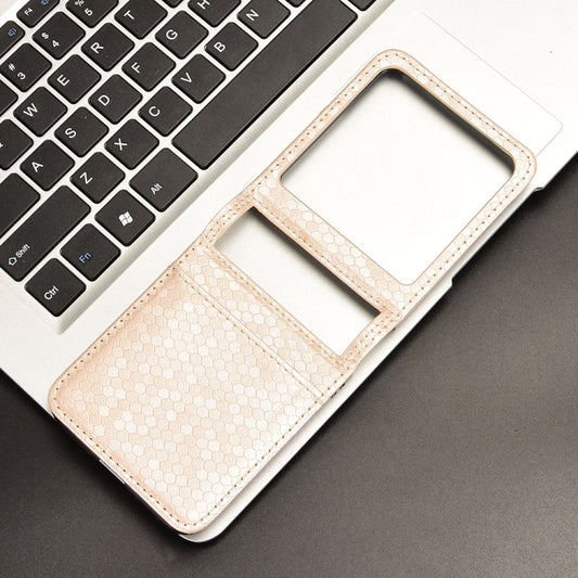 For Motorola Razr 50 Honeycomb Dot Texture Card Slot Leather Phone Case(Gold) by buy2fix