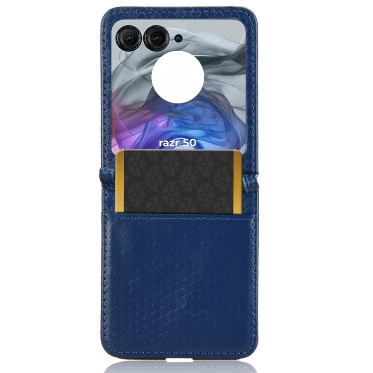 For Motorola Razr 50 Honeycomb Dot Texture Card Slot Leather Phone Case(Blue) by buy2fix