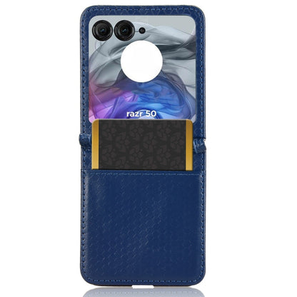 For Motorola Razr 50 Honeycomb Dot Texture Card Slot Leather Phone Case(Blue) by buy2fix