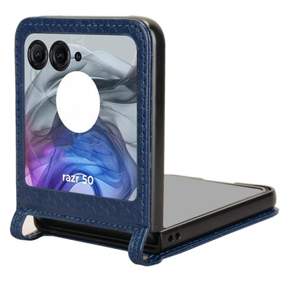For Motorola Razr 50 Honeycomb Dot Texture Card Slot Leather Phone Case(Blue) by buy2fix