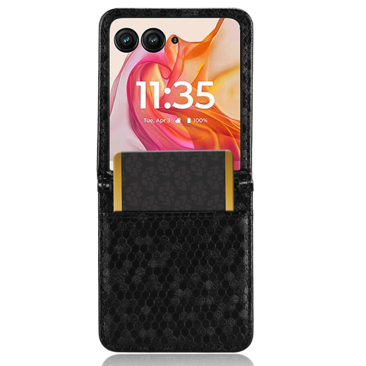 For Motorola Razr 50 Ultra Honeycomb Dot Texture Card Slot Leather Phone Case(Black) by buy2fix