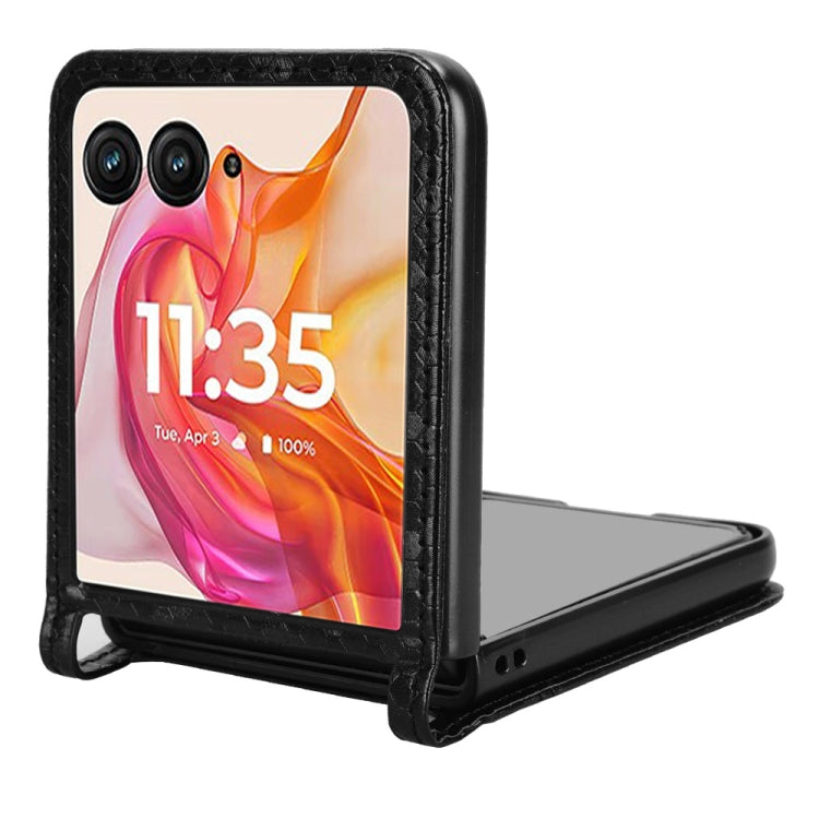 For Motorola Razr 50 Ultra Honeycomb Dot Texture Card Slot Leather Phone Case(Black) by buy2fix