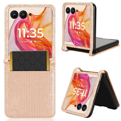 For Motorola Razr 50 Ultra Honeycomb Dot Texture Card Slot Leather Phone Case(Gold) by buy2fix