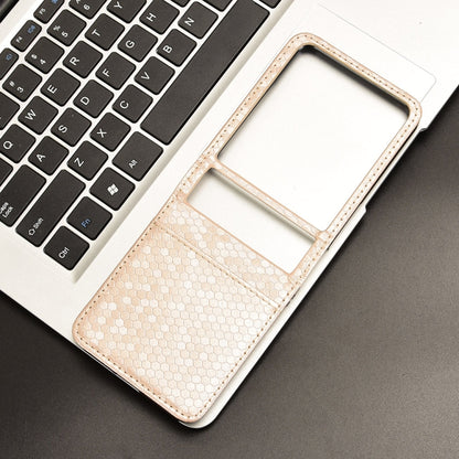 For Motorola Razr 50 Ultra Honeycomb Dot Texture Card Slot Leather Phone Case(Gold) by buy2fix