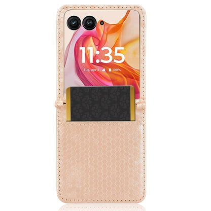 For Motorola Razr 50 Ultra Honeycomb Dot Texture Card Slot Leather Phone Case(Gold) by buy2fix