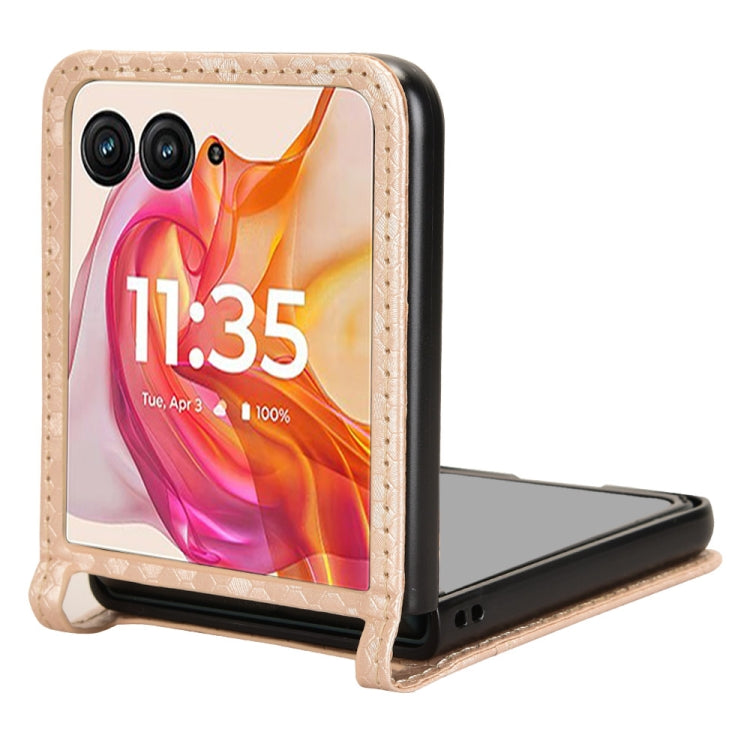 For Motorola Razr 50 Ultra Honeycomb Dot Texture Card Slot Leather Phone Case(Gold) by buy2fix