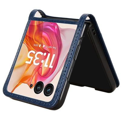 For Motorola Razr 50 Ultra Honeycomb Dot Texture Card Slot Leather Phone Case(Blue) by buy2fix