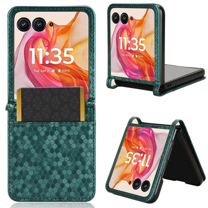 For Motorola Razr 50 Ultra Honeycomb Dot Texture Card Slot Leather Phone Case(Green) by buy2fix