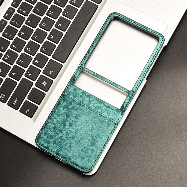 For Motorola Razr 50 Ultra Honeycomb Dot Texture Card Slot Leather Phone Case(Green) by buy2fix
