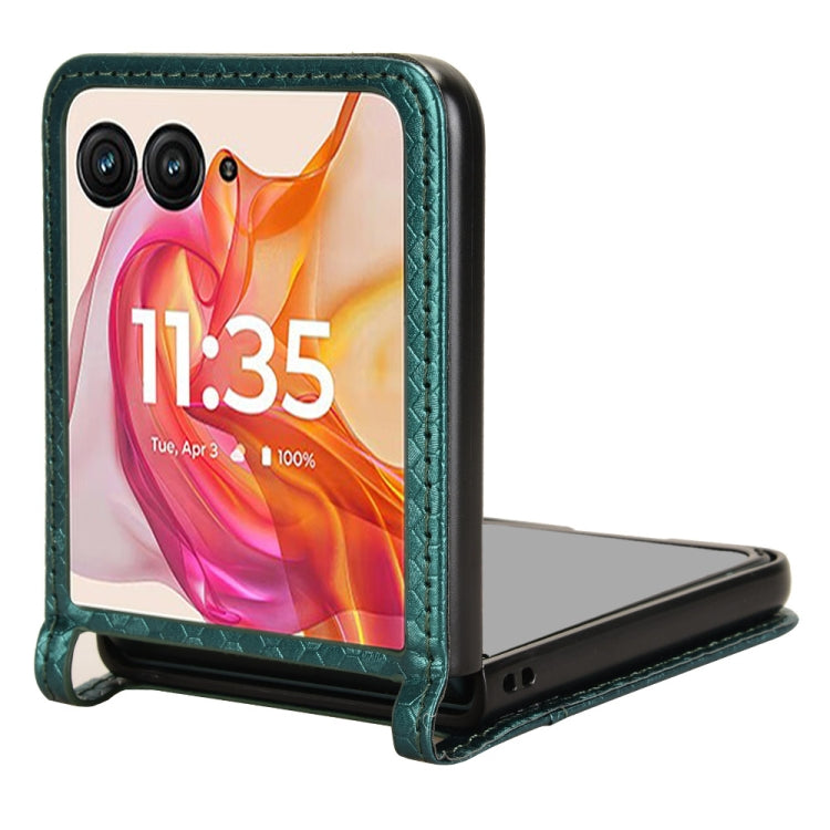 For Motorola Razr 50 Ultra Honeycomb Dot Texture Card Slot Leather Phone Case(Green) by buy2fix