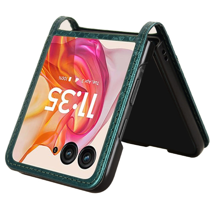For Motorola Razr 50 Ultra Honeycomb Dot Texture Card Slot Leather Phone Case(Green) by buy2fix