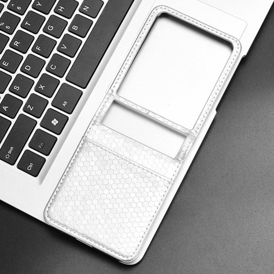 For Motorola Razr 50 Ultra Honeycomb Dot Texture Card Slot Leather Phone Case(Silver) by buy2fix