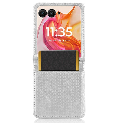 For Motorola Razr 50 Ultra Honeycomb Dot Texture Card Slot Leather Phone Case(Silver) by buy2fix
