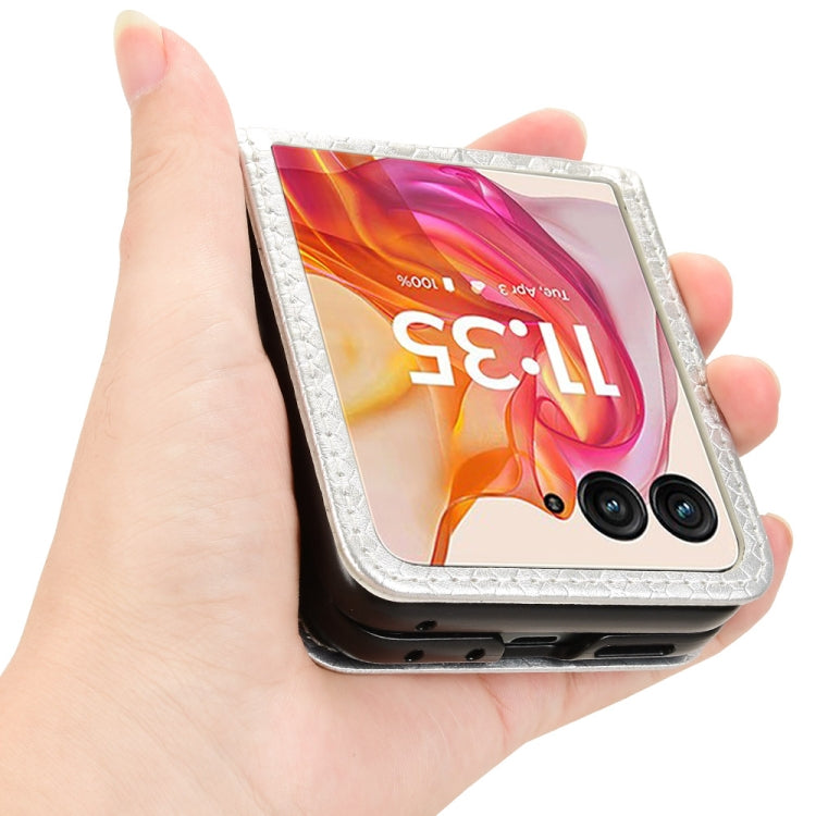 For Motorola Razr 50 Ultra Honeycomb Dot Texture Card Slot Leather Phone Case(Silver) by buy2fix