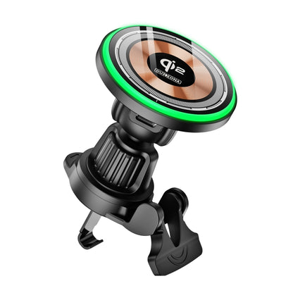 V5 15W Qi2 Air Outlet Car Transparent Magnetic Wireless Charging Holder(Black) by buy2fix