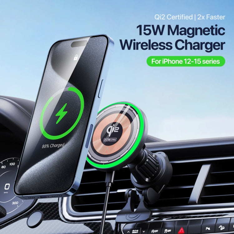 V5 15W Qi2 Air Outlet Car Transparent Magnetic Wireless Charging Holder(Black) by buy2fix