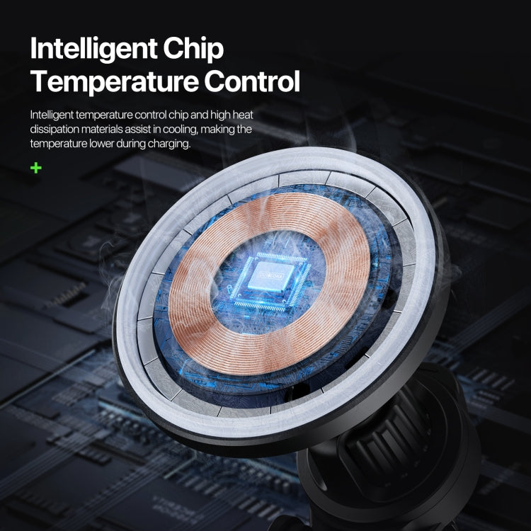 V5 15W Qi2 Air Outlet Car Transparent Magnetic Wireless Charging Holder(Black) by buy2fix