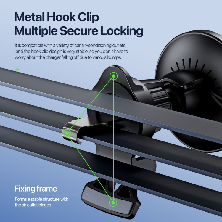 V5 15W Qi2 Air Outlet Car Transparent Magnetic Wireless Charging Holder(Black) by buy2fix